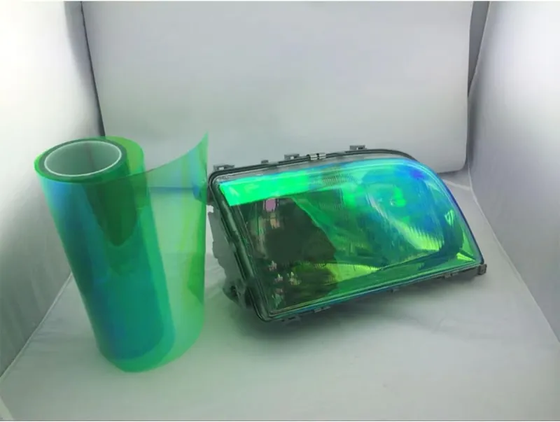 Зелено Защитно Декоративно Фолио за фарове стопове и мигачи 30 см х 10 м - 0