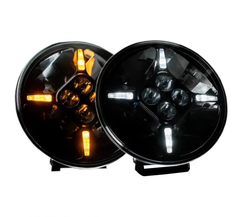 Комплект от 2 бр. LED Диодни Халогени, Фарове, с DRL, бяло-жълт цвят, Ø 218 мм, 12V-24V, 120W, За Джип, Камион, Трактор, Багер, Земеделски Машини и др. - 0