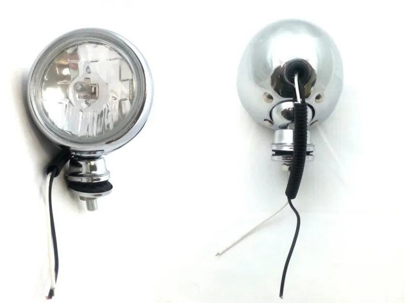 Комплект от 2бр. хромирани бели кръгли халогени 12v за кола ролбар 4x4 джип мотор 3.5 инча 9см - 0