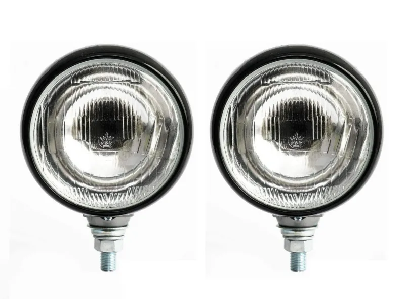 Комплект 2 Броя Фар, Халоген, Универсален, Кръгъл, Черен Корпус, Метал и Стъкло, Ø12см, - 0