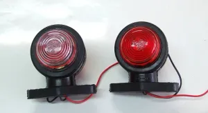 2 броя 12V Гумени Странични Рогчета Маркери Габаритни Светлини За Камион Тир Ремарке 85 х 80 мм Бяло-Червено