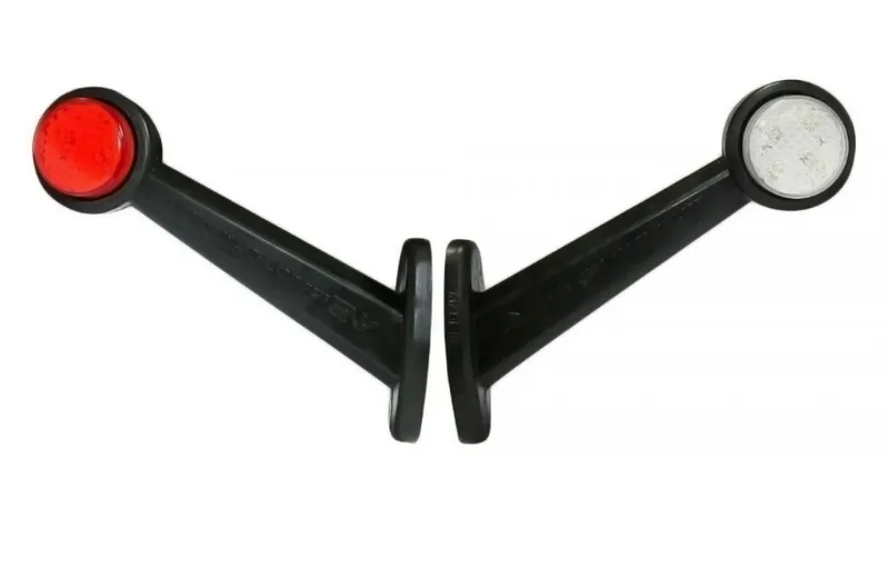 Комплект от 2бр. LED Диодни Странични Маркери Габарити тип рогче за Камион Тир Бус Ремарке 12V - 24V бяла + червена светлина - 0