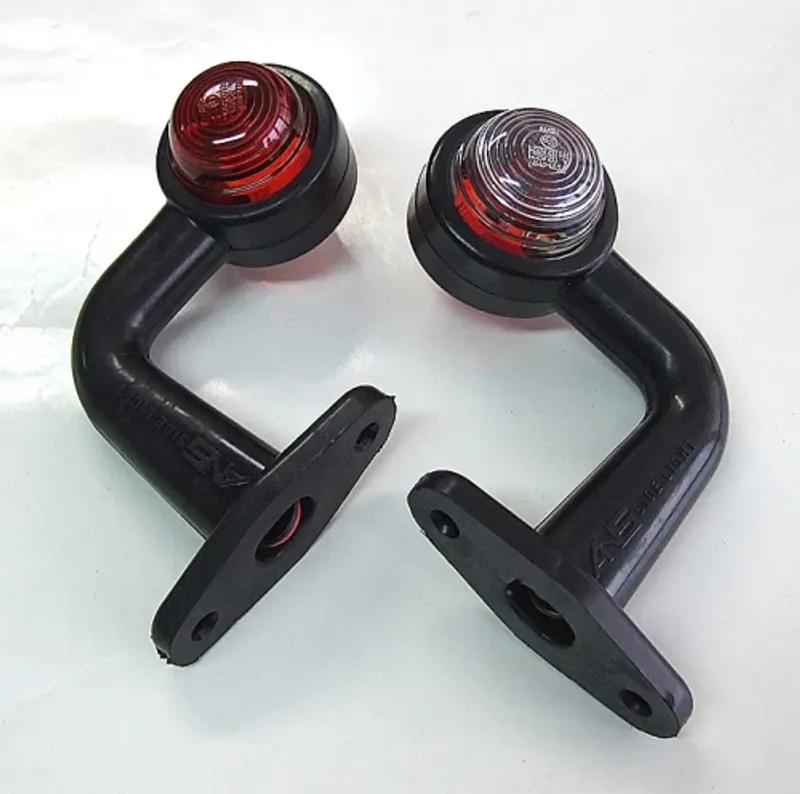 2 броя Странични Рогчета Маркери Габарити Светлини За Камион Тир Ремарке Платформа 12V 24V Бяло Червено - 0