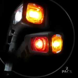Комплект от 2бр. LED странични гумени рогчета маркери габарити за камион тир и ремарке 12V - 24V - бяло oранжево червено