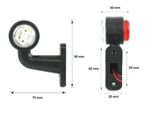 Комплект от 2бр LED ЛЕД мини странични габаритни светлини тип рогче 12V - 24V червена + бяла светлина за камион бус ремарке