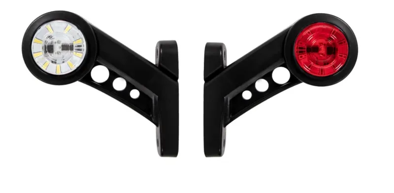 Комплект от 2 броя 12- 24V LED ЛЕД рогчета странични габаритни светлини въртящи се с ротация за камион ремарке платформа каравана и др. бяло-червено - 0