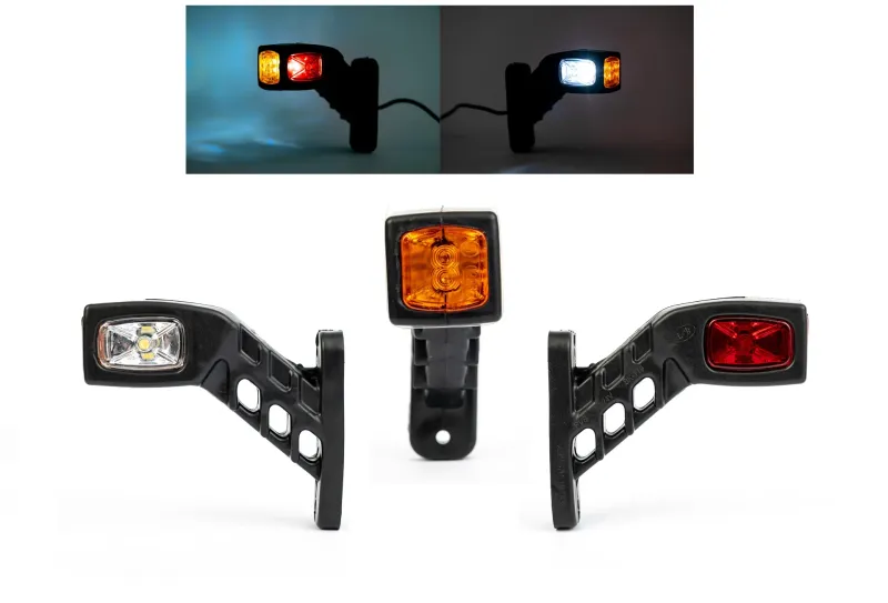 Комплект 2 броя Рогчета, Гумени Странични Маркери, Габаритни Светлини за Камион ТИР Ремарке, 100мм х 127мм, 12V - 24V - 0