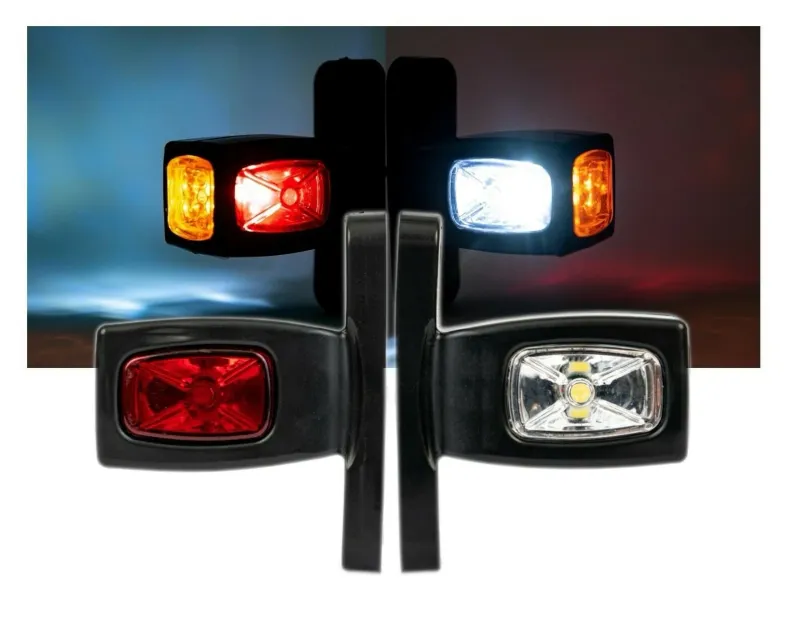 Комплект 2 броя Рогчета, Гумени Странични Маркери, Габаритни Светлини за Камион ТИР Ремарке, 100мм х 79мм, 12V - 24V - 0