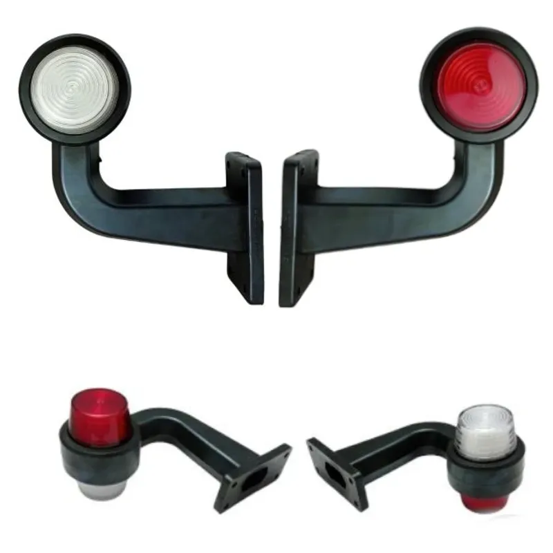 Комплект от 2бр. Странични Рогчета Маркери Габарити Светлини За Камион Тир Ремарке Платформа 12V - 24V Бяло Червено - 0