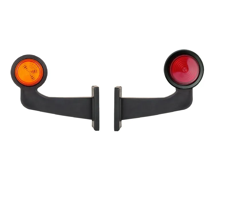 Комплект от 2 броя LED Диодни Странични Рогчета Маркери Габарити Светлини За Камион Тир Ремарке Платформа 12V 24V Оранжево Червено Неон Ефект 170 x 50 mm - 0