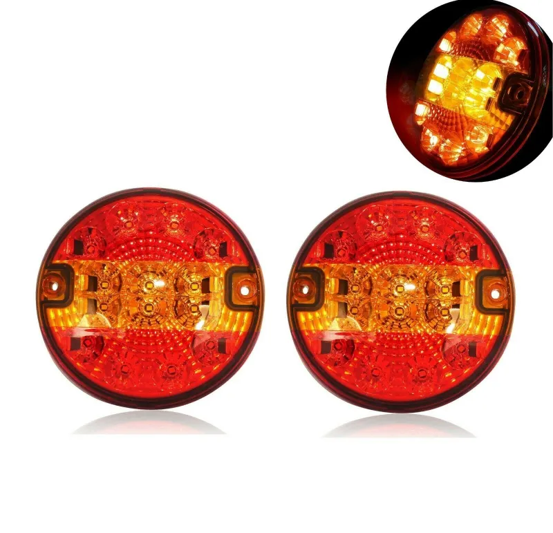 Комплект 2 Броя LED Лед Диоден Стоп Тип Хамбургер, Slim, Ø14cm, 12V-24V, За Камион, Ремарке, Бус , Каравана, Кемпер - 0
