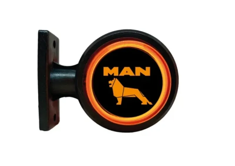 Комплект от 2 броя LED ЛЕД страничен габарит рогче 12 -24V оранжево - червено “old school” Неон Ефект с лого MN - 0