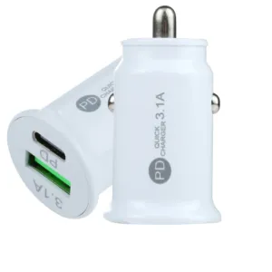 АДАПТЕР ЗА ЗАПАЛКА PG320 БЯЛ/ЧЕРЕН USB+TYPE C