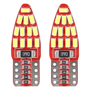 Комплект от 2бр. LED Лед Диодни Крушки За Габарит Т10 W5W Canbus 3014 24SMD 12V Бяла Светлина