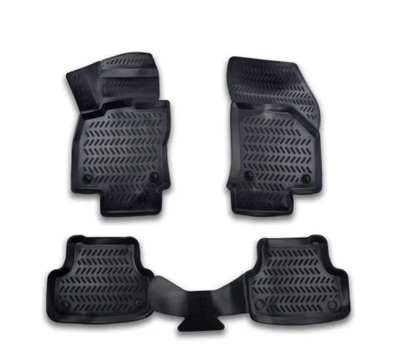 Комплект 4бр. 3D Гумени стелки за купе от TPE гума X-Series за VOLKSWAGEN VW TAIGO 2021+ GOLF 7 POLO 6 2018+ SEAT IBIZA 5 KJ 2018+ - 0