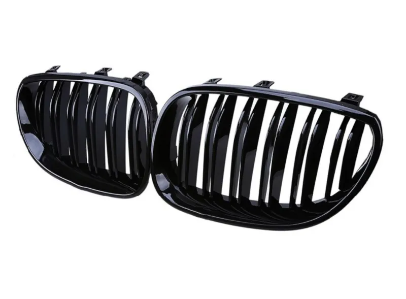 Двойни Бъбреци Решетки За БМВ 5-Серия BMW E60 E61 Черен Гланц Лак М5 2003 - 2011 - 0