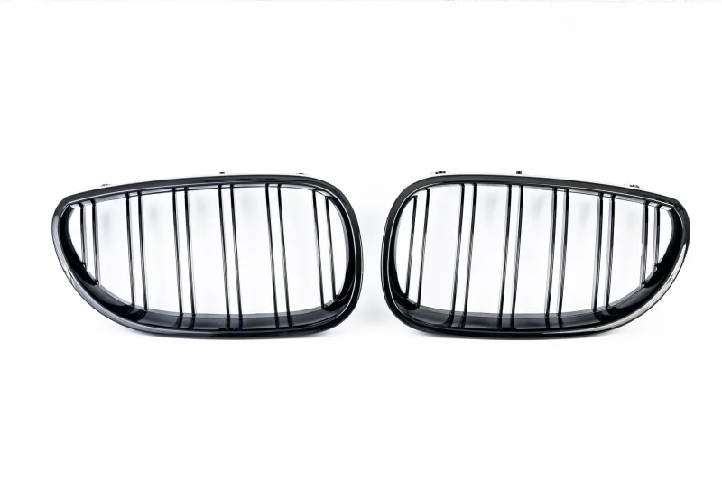 Двойни Бъбреци Решетки Двойни За БМВ BMW Е90 Е91 08-11 Черен Гланц Фейслифт Facelift - 0