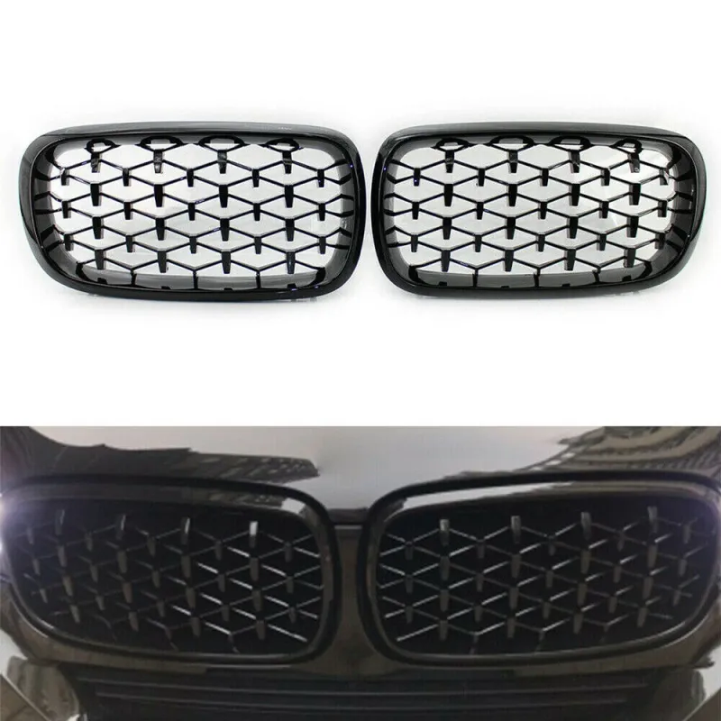 Бъбреци Решетки за BMW X5 E70 / X6 E71 (2007-2013)Diamond Style Черен Гланц - 0