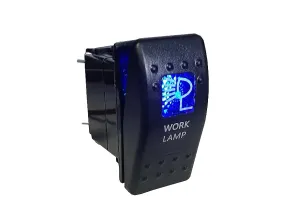 Копче, Бутон, За Вграждане, за LED Лед Бар, Халоген,Работна Лампа, Светлини, 12V - 24V, Надпис  WORK LAMP , Синя Светлина