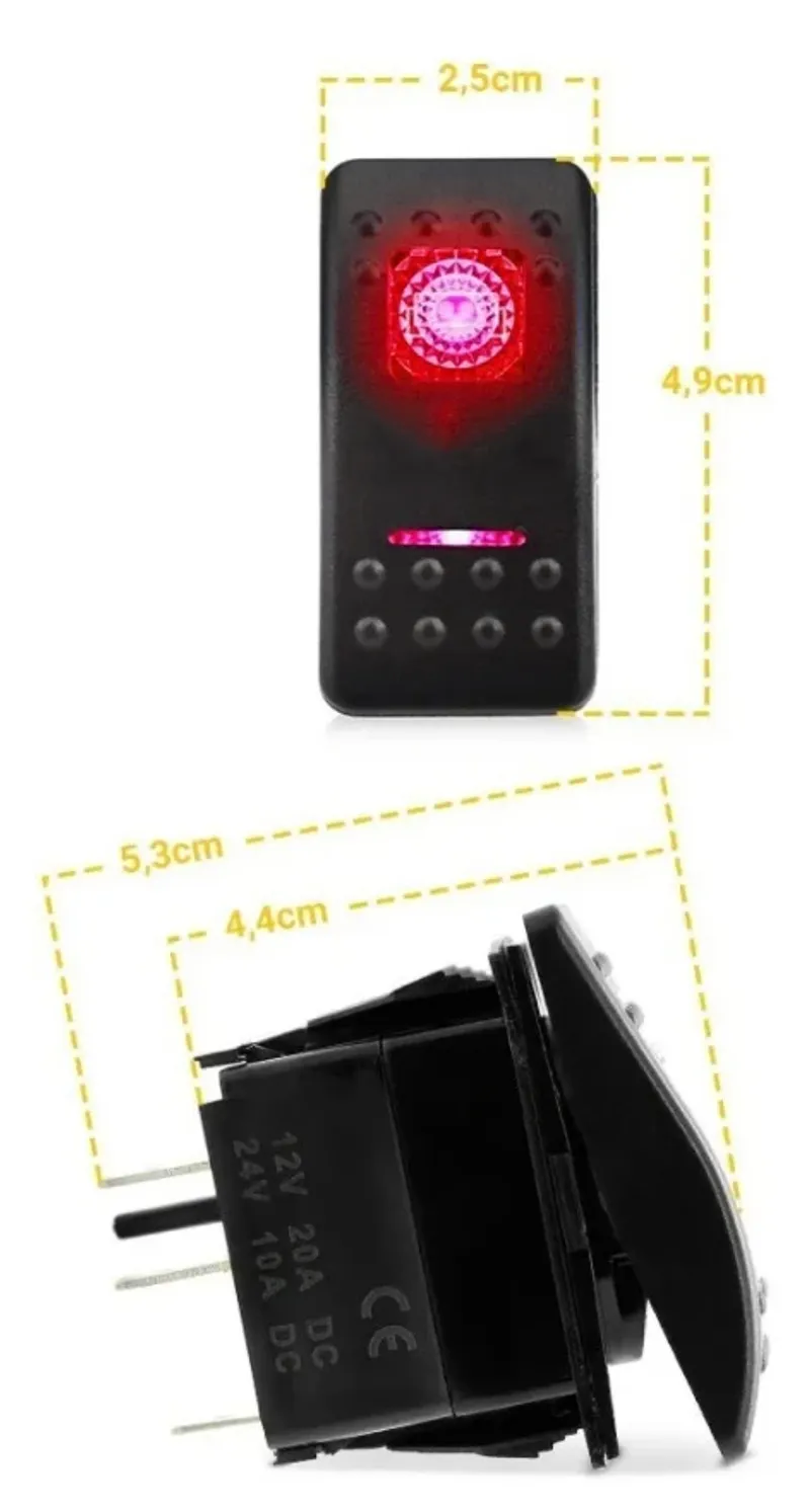 Копче, Бутон, За Вграждане, за Габарити, Маркери, Рогчета, LED Лед Бар, Халоген, Светлини, 12V - 24V, Надпис SIDE MARKER LIGHT , Червена Светлина - 0