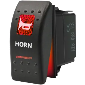 Копче Бутон За Вграждане за тромба клаксон 12V - 24V Надпис HORN Червена Светлина