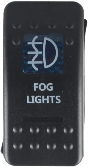 Копче, Бутон, За Вграждане, за Фарове За Мъгла, Халогени, LED Лед Бар, 12V - 24V, Надпис  FOG LIGHTS , Синя Светлина