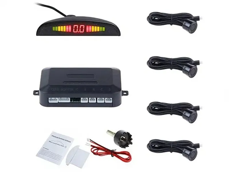 Ултразвуков Парктроник с Четири Датчика и LED Дисплей, Черен или Сив Цвят - 0