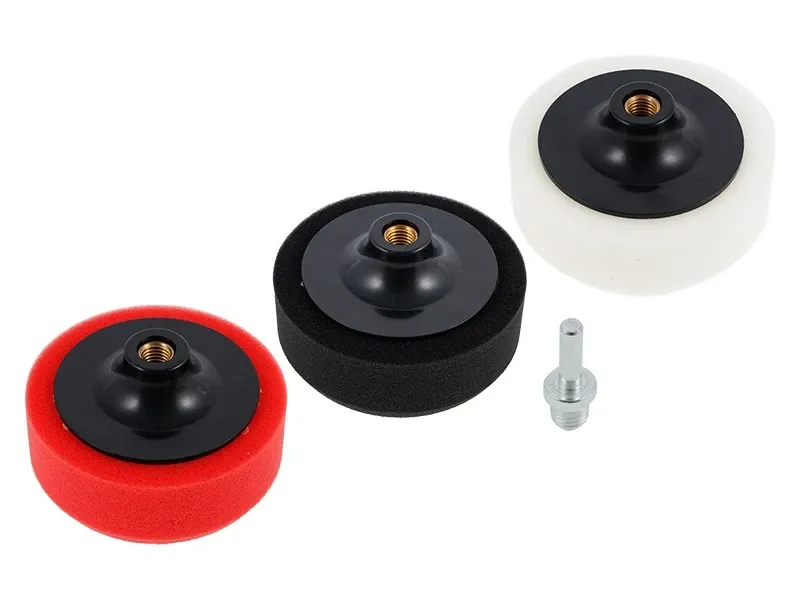 Комплект от 3бр гъба гъби за полиране + адаптер М14 за винтоверт бормашина полираща машина Carmotion - 0