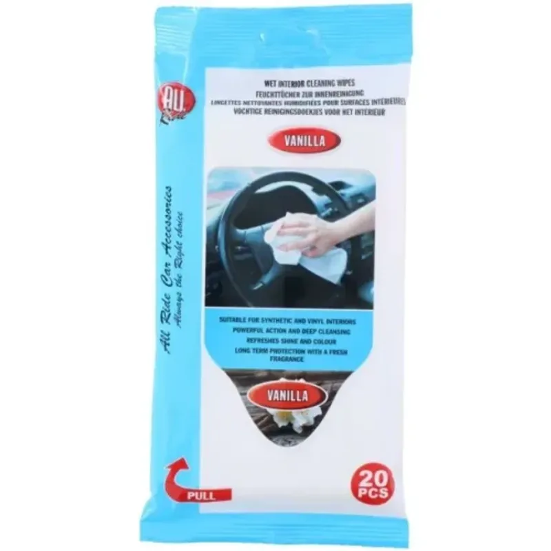 Мокри кърпи за почистване на пластмасови части и табла Ванилия 20 броя - 0