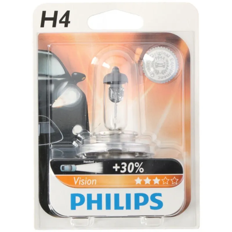 1 брой Халогенна крушка за фар H4 +30% светлина 60 / 55W 12V P14 / 5s Philips - 0