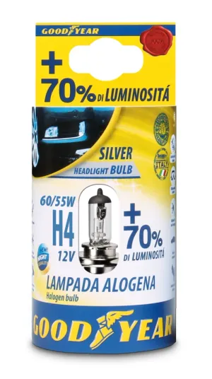 1 брой халогенна крушка H4 Х4 12V 60 / 55W + 70% 3000K E4 Goodyear Гудиър