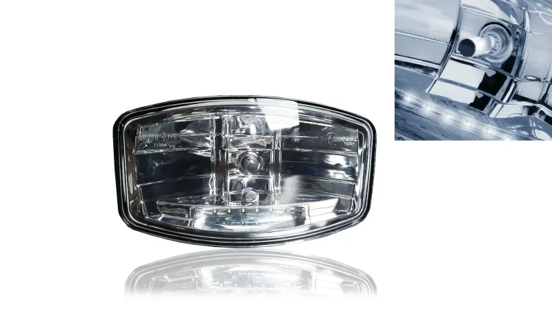 Един 1 Брой Халоген, Фар, 265mm X 161mm, 12V 24V, Крушка H7 + 6 LED ЛЕД Диода, E-Mark, За Камион, Трактор, Багер, Земеделски Машини и др. - 0