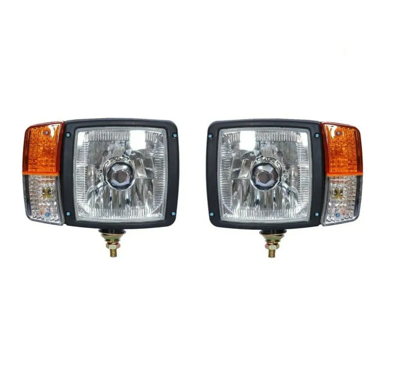 Комплект 2 Броя Кристални Фарове С Букса Фар с Mигач Габарит За Трактор Багер Комбайн Фадрома Снегорин и др. - 0