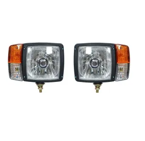 Комплект 2 Броя Кристални Фарове С Букса Фар с Mигач Габарит За Трактор Багер Комбайн Фадрома Снегорин и др.