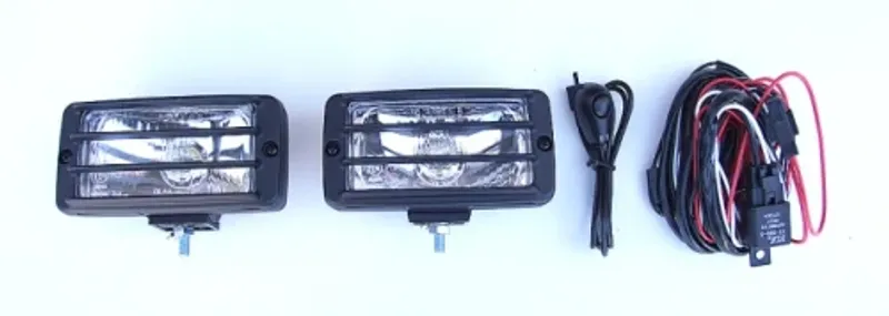 Комплект бели универсални халогени, светлини за автомобил, ролбар, джип, АТВ 12V + Комплект Кабели Окабеляване - 0
