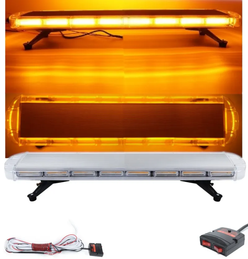 Мощна аварийна сигнална лампа 98 см LED ЛЕД блиц маяк буркан лед бар 12-24V със 16 режима на работа жълта за пътна помощ платформа снегорин багер бус ван и др. - 0