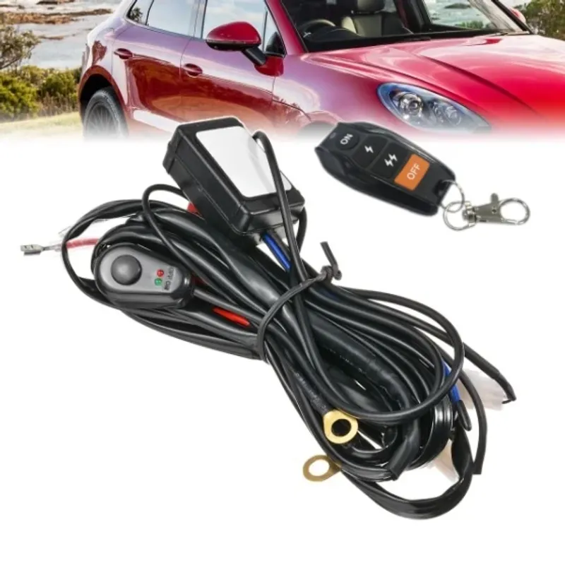 Комплект Кабели Окабеляване с ДИСТАНЦИОННО За Led Бар Халоген Фар с Реле 12V-24V - 0