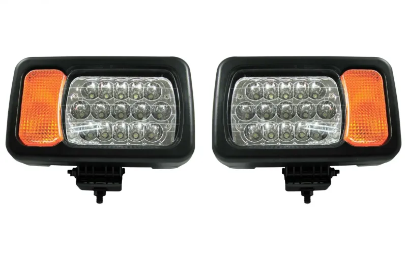 Комплект LED фарове - къси / дълги светлини, мигач, рефлектор - подходящ за трактор, комбайн, багер и др - 16 диода - 0