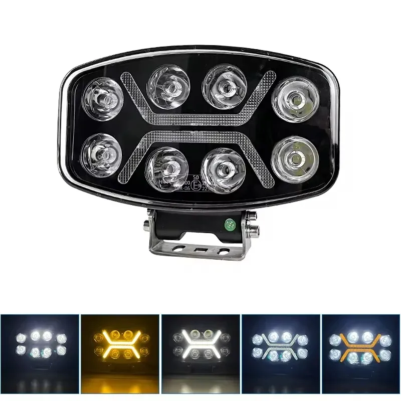 LED мощен диоден фар халоген лампа 12V-24V 90W бяло-жълто за АТВ джип камион трактор земеделски и селскостопански машини и др. - 0