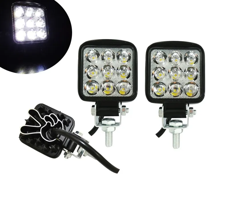 Комплект 2 Брoя Квадратни 27W Мини Диоден Фар Прожектор Дневни Светлини Диодна Лампа Нови - 0