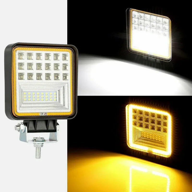126W LED Диоден Фар Работна Бяла Жълта Светлина Габарит Мъгла Лампа 12V 24V 3030 Лумена - 0