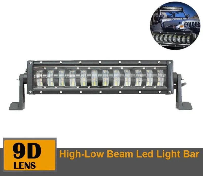 9D 42.5 СМ Led Bar Лед Бар Hi/Lo Kъси Дълги Водоустойчив Удароустойчив 12V 24V 7680 LМ 96W С Лупи Off-Road Лед Бар За Джип ATV - 0