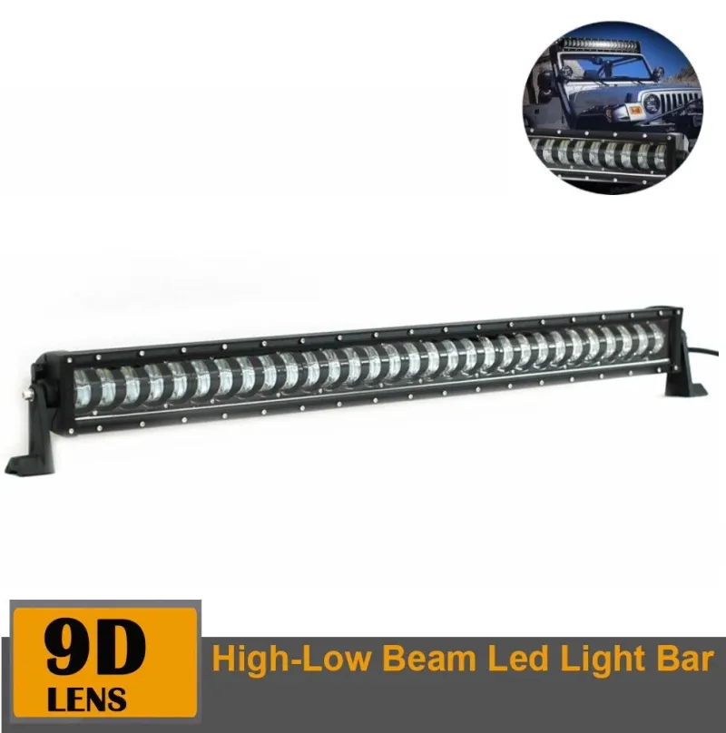 9D 88.5 СМ Led Bar Лед Бар Hi/Lo Kъси Дълги Водоустойчив Удароустойчив 12V 24V 19200 LМ 240W С Лупи Off-Road Лед Бар За Джип ATV - 0