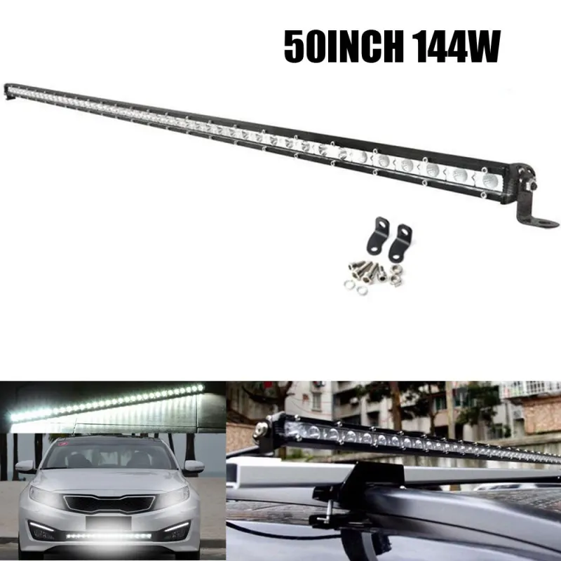 129см 144W Slim Слим Едноредов Мощен Led Bar Лед Диоден Бар Прожектор 12-24V - 0