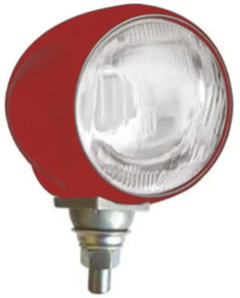 Фар, Халоген, Универсален, Кръгъл, Червен Корпус, Метал и Стъкло, Ø12см, - 0