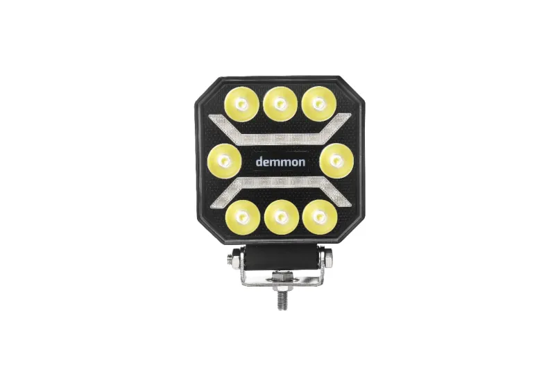 Универсална мощна LED ЛЕД диодна лампа халоген бяла светлина 27W 12V - 24V за камион трактор ролбар АТВ джип земеделски и селскостопански машини и др. 110 x 110 x 37 mm E-mark E9 - 0