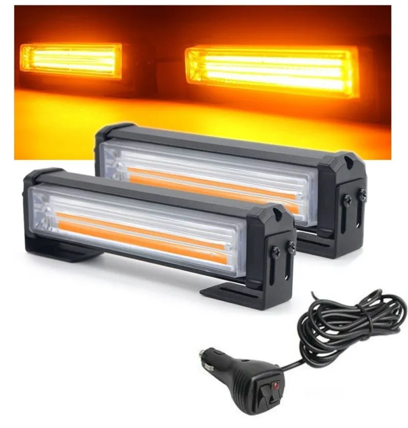 Комплект 2 Броя 16cm Сигнална Аварийна Блиц Маяк Led Бар Лампа Пътна Помощ Платформа 12V-24V 36W - 0