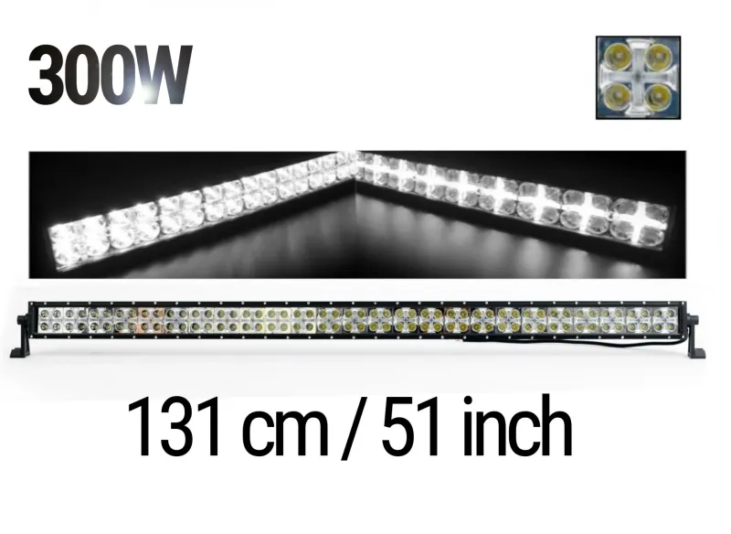 LED Bar 131 см – ЛЕД Диоден Бар Прожектор с дневна светлина CROSS DRL 300W, 12V/24V с 2 режима на работа - 0