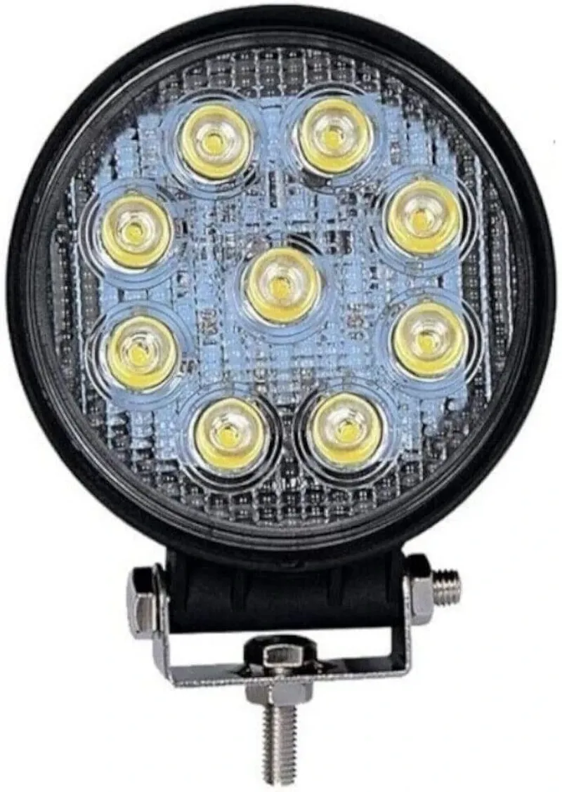 27W Кръгъл Led Лед Диоден Фар Прожектор Халоген Лампа с разпръсната светлина FLOOD 12V 24V Слим Slim - 0