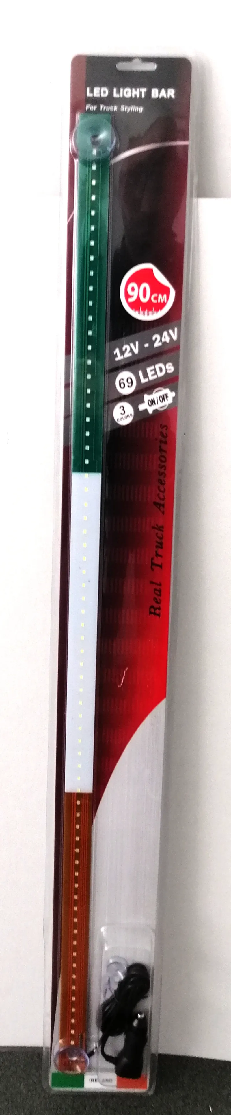 Светещ лед бар 90 cm 69 LED 12V - 24V зелено-бяло-оранжево IE Ireland флаг знаме Ирландия - 0